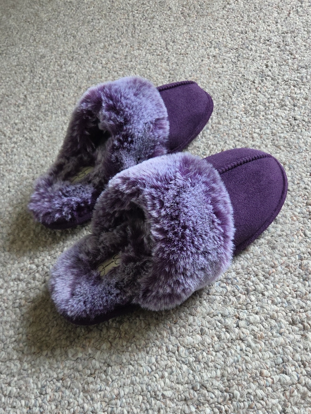NWOB Cozy Plush Purple Slip-On Slippers.